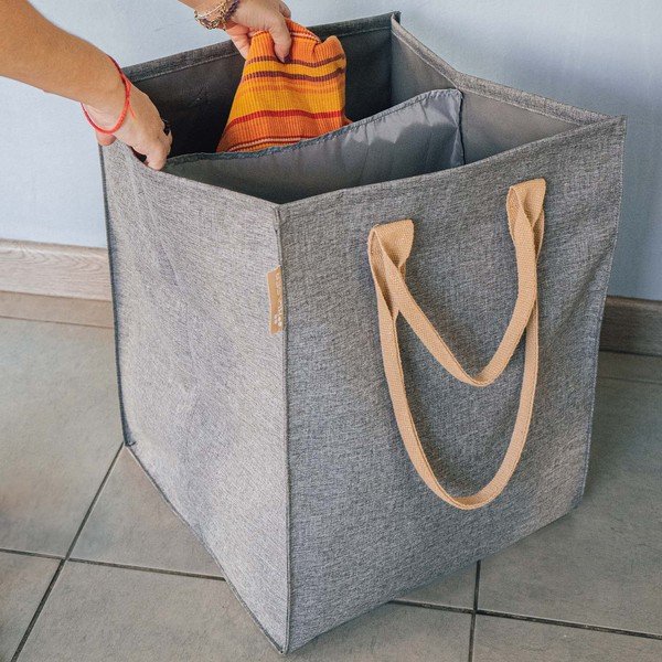 Cesta per il bucato grigia in tessuto 71 l Laundry Hub Tweed duplo – Rolser-image-2