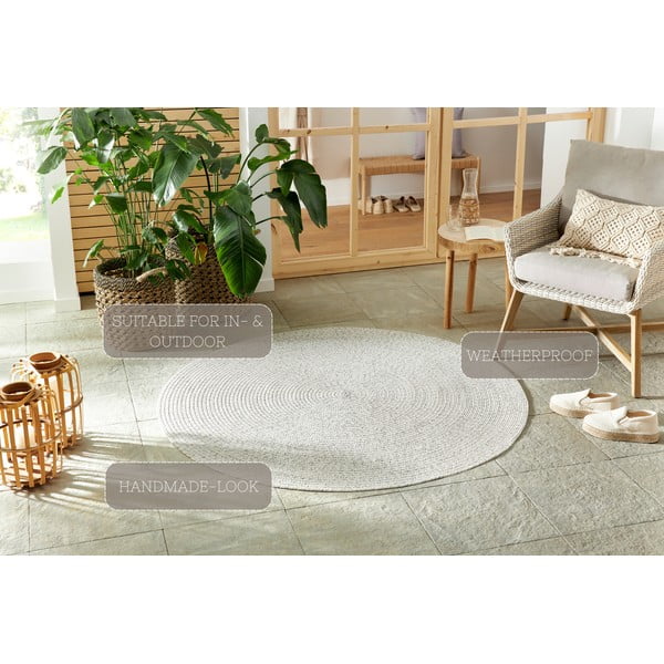 Tappeto rotondo per esterni bianco/beige ø 200 cm - NORTHRUGS-image-4