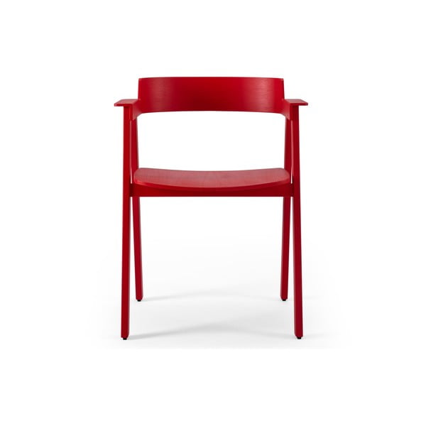 Sedia da pranzo rossa in rovere massiccio con braccioli Flip – Gazzda-image-2