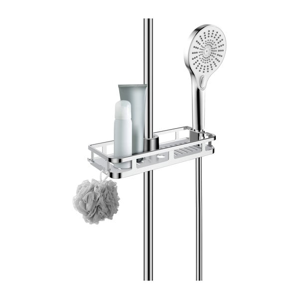 Mensola autoportante in plastica per bagno in argento lucido Libertà - Wenko-image-3