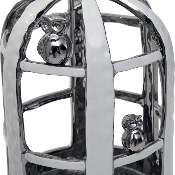 Gabbia decorativa in ceramica argentata, 16 x 53 cm - Mauro Ferretti-image-1