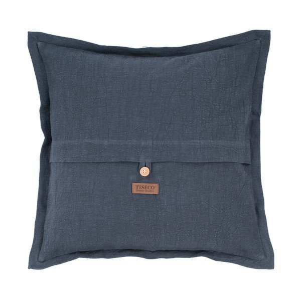 Cuscino blu scuro con lino , 45 x 45 cm - Tiseco Home Studio-image-1