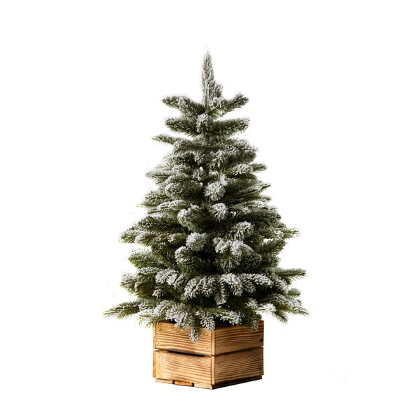 Albero di Natale con base in legno e neve artificiale 65 cm - Dakls