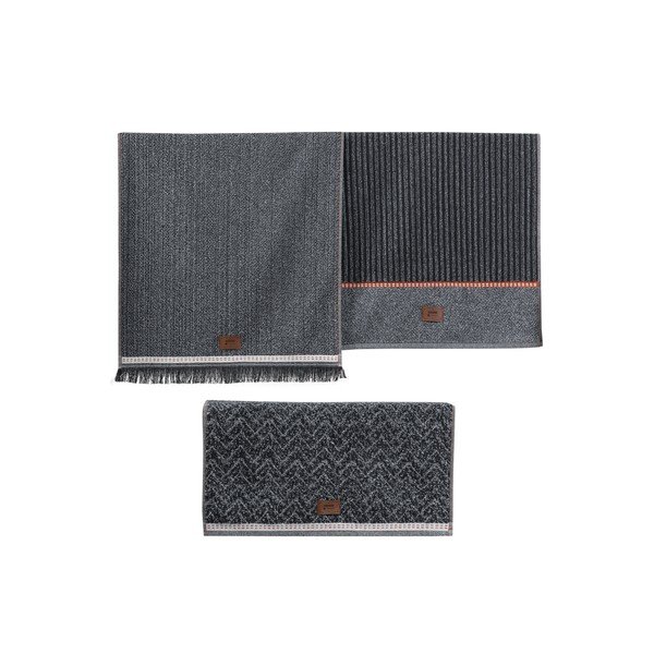 Set di asciugamani color antracite 3 pz 50x90 cm Denim – Foutastic
