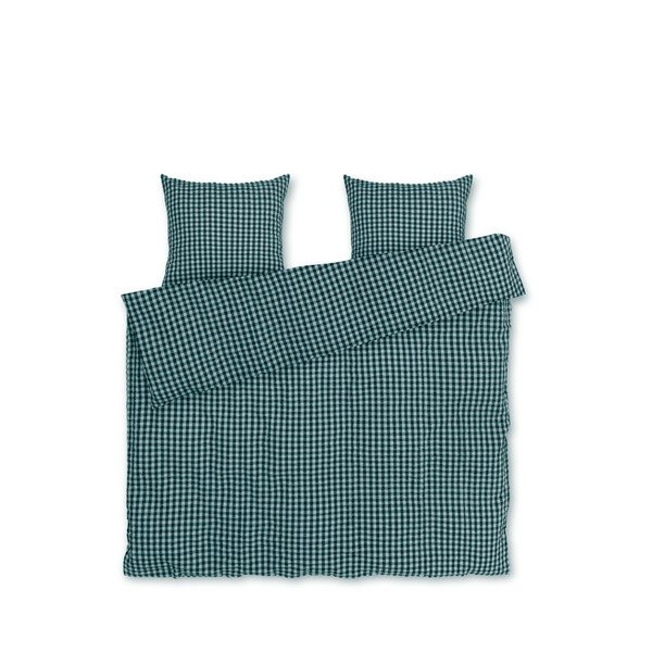 Set copripiumino e federa verde e blu in crêpe per letto matrimoniale o esteso 200x220 cm Bæk&Bølge – JUNA