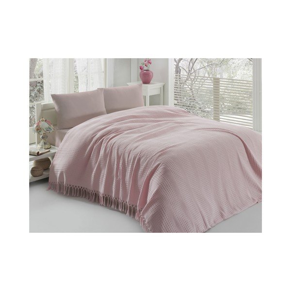 Copriletto matrimoniale in cotone leggero Pique Powder, 220 x 240 cm - Mijolnir-image-1