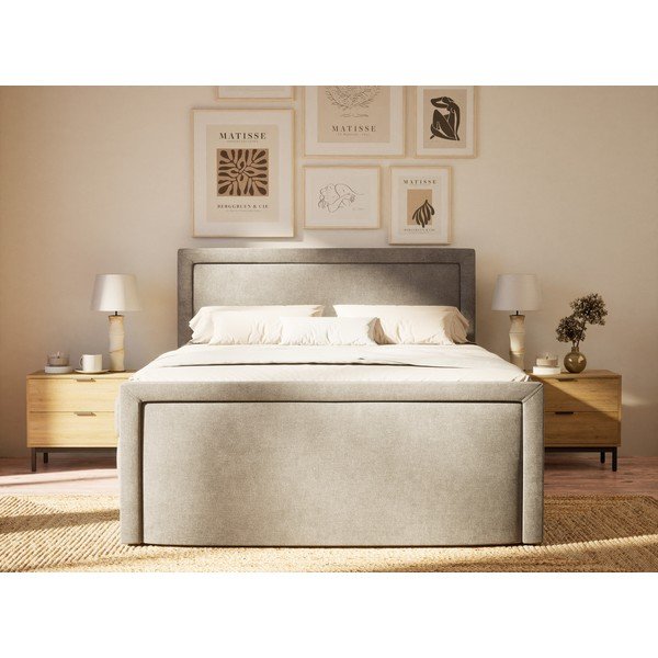 Letto boxspring grigio con contenitore 200x200 cm Fresco – Maison de Rêve-image-4