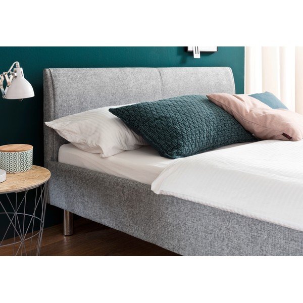 Letto matrimoniale imbottito grigio chiaro rete non inclusa 140x200 cm Hip Hop – Meise Möbel-image-1