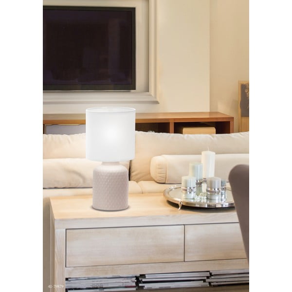 Lampada da tavolo beige con paralume in tessuto (altezza 32 cm) Iner - Candellux Lighting-image-1