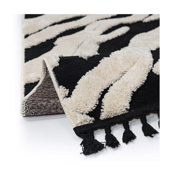 Passatoia bianca e nera 80x300 cm Esra Zebra – Flair Rugs-image-3