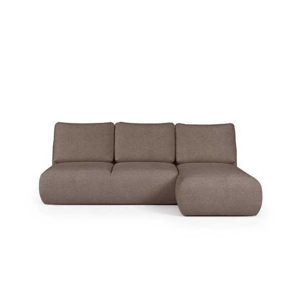 Divano angolare marrone (con penisola a destra e chaise lounge) rivestito in bouclé Mirel – Rodier