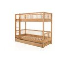 Letto da bambini a castello/estraibile di colore naturale in rovere massiccio con contenitore con rete inclusa 90x200 cm Forrest – Vipack