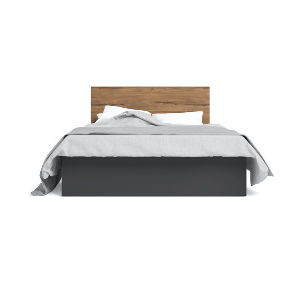 Letto matrimoniale nero con contenitore e griglia 160x200 cm Malta - Marckeric-image-1