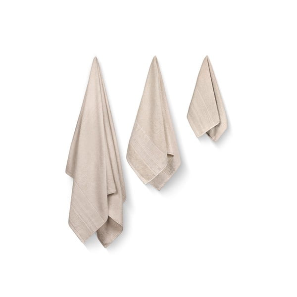 Set di asciugamani per viso e corpo tipo terry beige in cotone 3 pz Piramit – Foutastic-image-1
