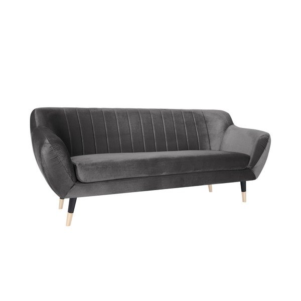 Divano grigio con gambe nere Benito, 188 cm - Mazzini Sofas-image-2