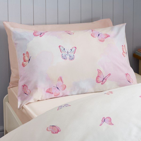Set copripiumino e federa da bambini rosa per letto singolo 135x200 cm Ombre Butterflies – Catherine Lansfield-image-2