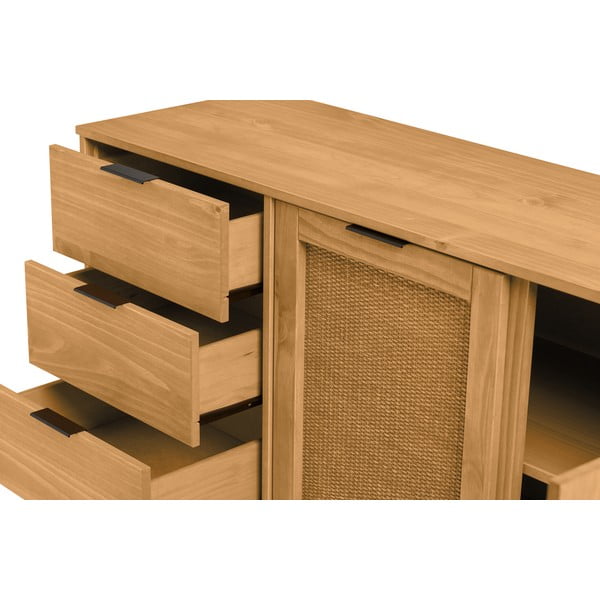 Credenza in legno di pino marrone, larghezza 130 cm Natasha - Marckeric-image-1