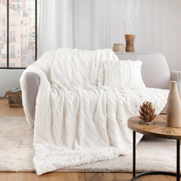 Coperta color crema in micropile 180x220 cm Foxy – douceur d'intérieur-image-1