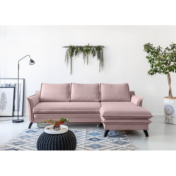 Divano letto angolare rosa cipria, angolo destro Charming Charlie - Miuform-image-1