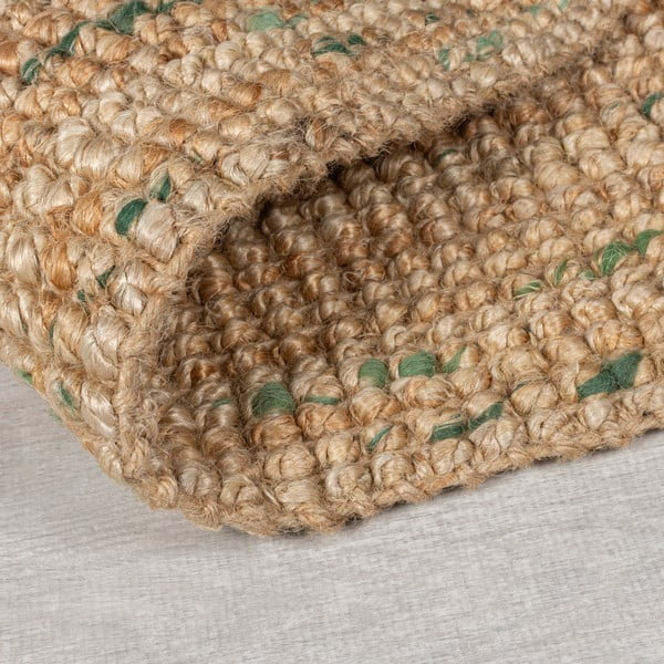 Tappeto verde/di colore naturale in iuta reversibile/tessuto a mano 200x290 cm Jute Boucle Green – Flair Rugs-image-4