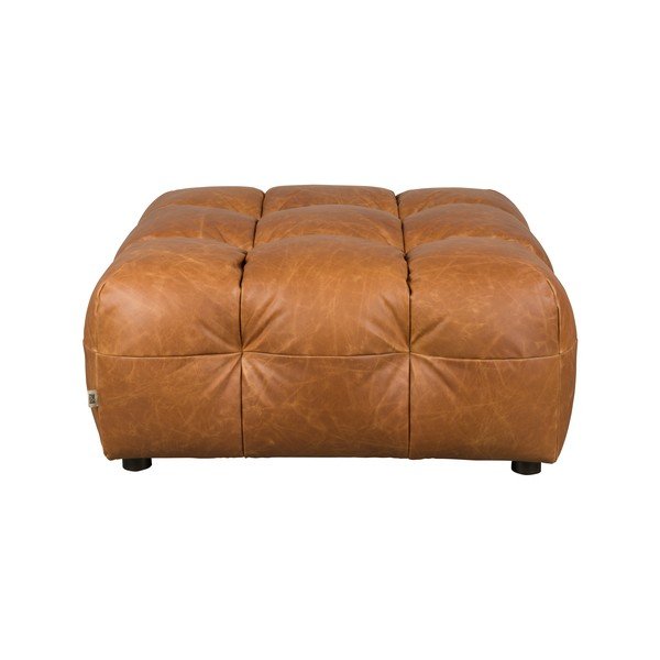 Poggiapiedi componibile marrone cognac con rivestimento in pelle Hackman – Dutchbone