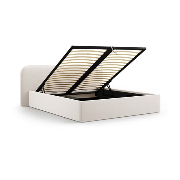 Letto matrimoniale imbottito avorio con contenitore e rete inclusi 200x200 cm Elizabeth – Micadoni -image-2