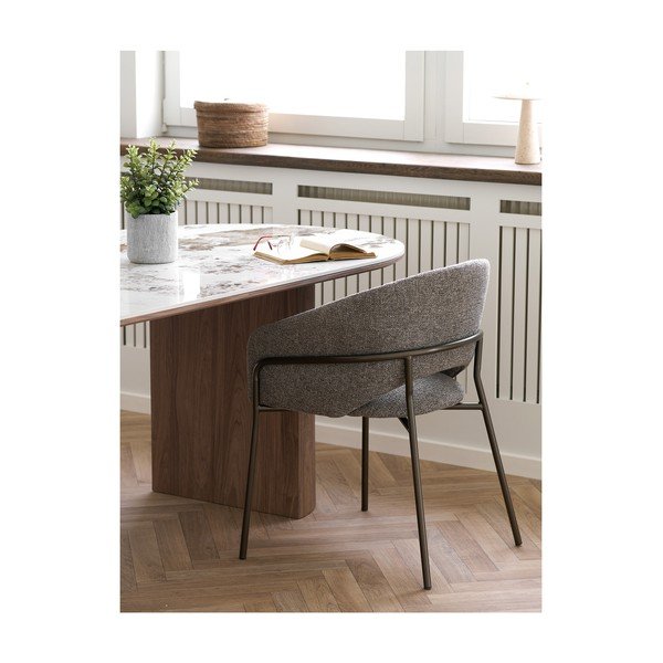 Sedia da pranzo grigia in acciaio con braccioli Costa – House Nordic-image-2