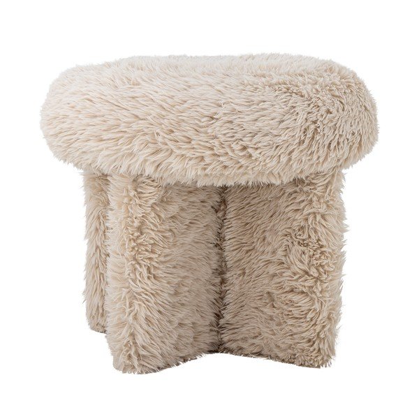 Poggiapiedi beige con rivestimento in pelliccia sintetica Frikka – Bloomingville