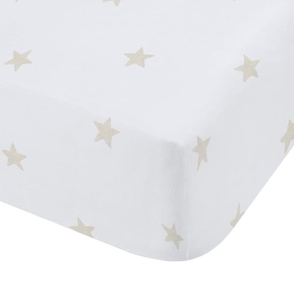 Lenzuolo con angoli per bambini bianco e beige in cotone per culla 70x140 cm Mini Star & Stripes – Bianca