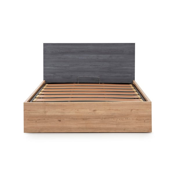 Letto matrimoniale grigio con contenitore e griglia 160x200 cm Kronos - Marckeric-image-2