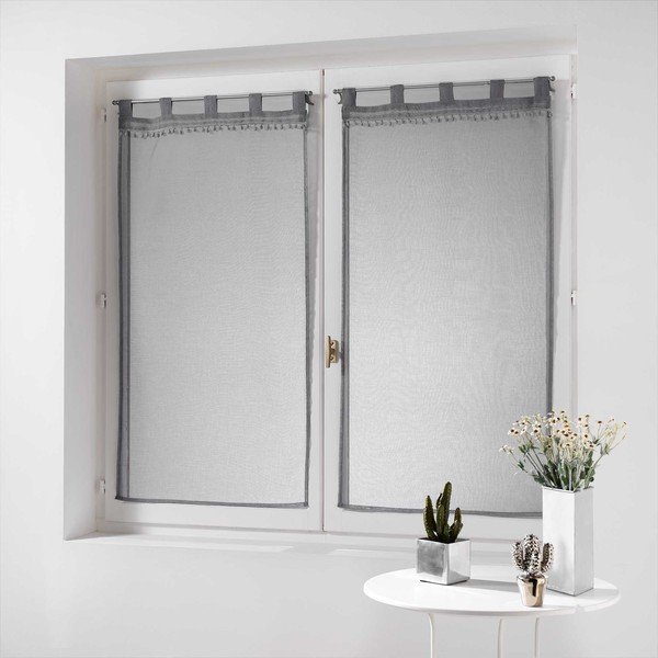 Set di 2 tende in voile grigio 60x120 cm Poupette - douceur d'intérieur