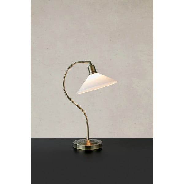 Lampada da tavolo bianca e color ottone con paralume in vetro (altezza totale 49 cm) Vela – Markslöjd-image-2