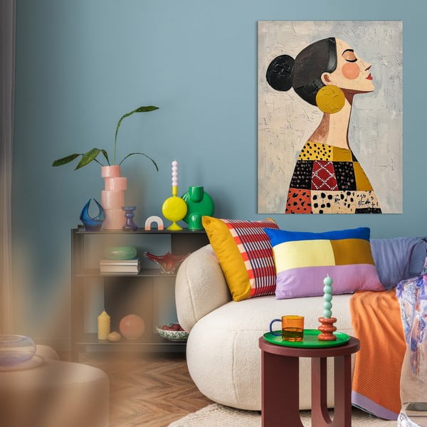 Quadro con elementi dipinti a mano 70x100 cm Mae – Styler-image-1