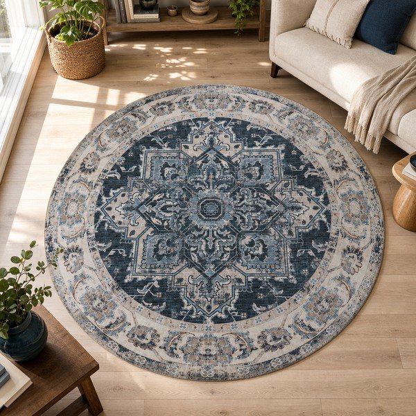 Tappeto rotondo blu ø 200 cm Havana - House Nordic-image-1