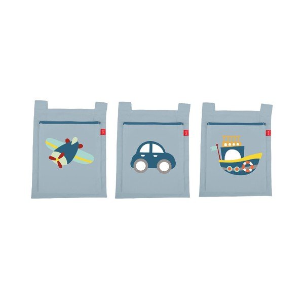Set di 3 tasche per letto Trasporto Transportation Plane Car - Flexa