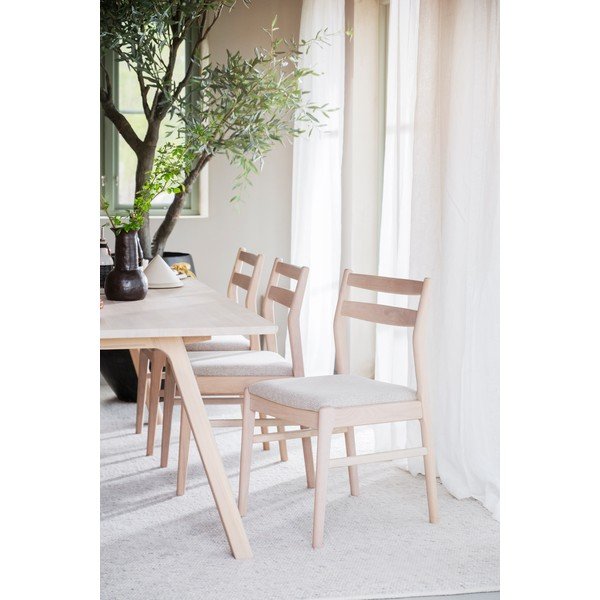Sedia da pranzo color crema/colore naturale chiaro in rovere massiccio Kerwin – Rowico-image-3