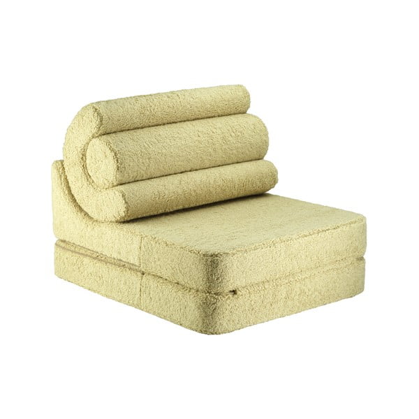 Poltrona per bambini verde con rivestimento in bouclé Flipster – Wigiwama