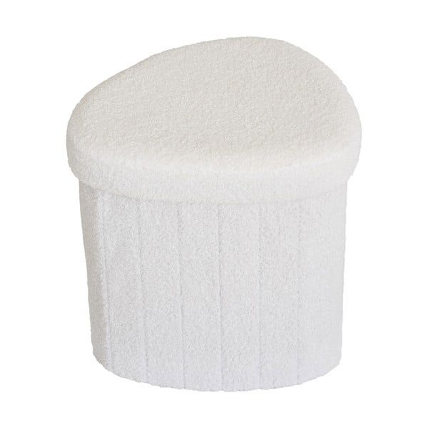 Poggiapiedi bianco con rivestimento in bouclé Medford – House Nordic-image-4