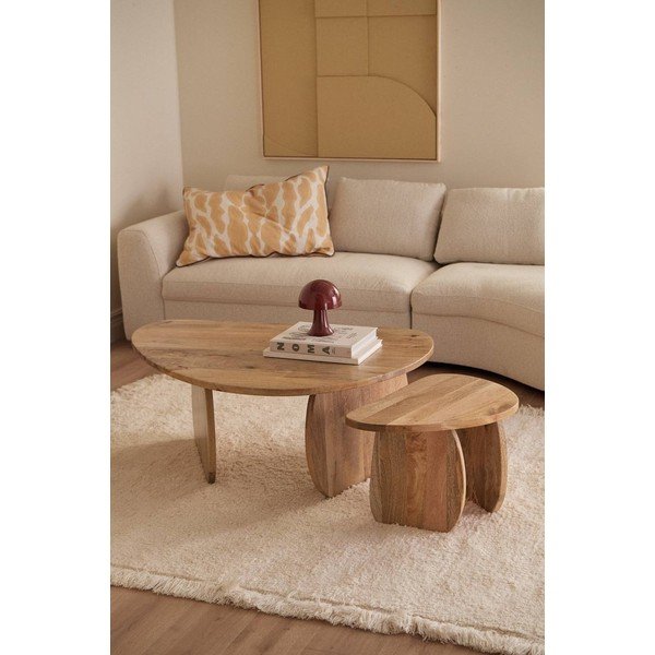 Tavolino da salotto di colore naturale in mango massiccio Mushroom – Ellos Home-image-1