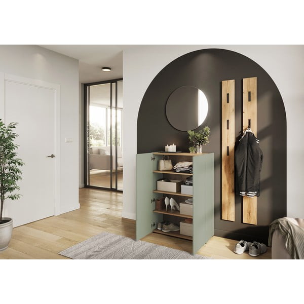 Set di mobili da ingresso verde chiaro con effetto rovere 74x200x33 cm Alviano – Germania-image-2