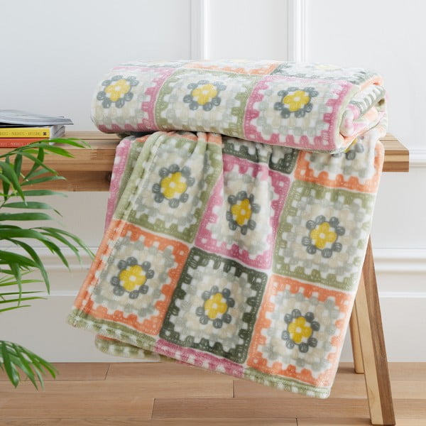 Coperta in micropile 130x170 cm Crochet Print Cosy - Catherine Lansfield