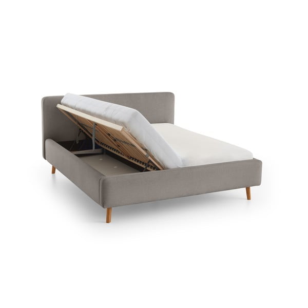 Letto matrimoniale imbottito grigio chiaro rete non inclusa 160x200 cm Mattis – Meise Möbel-image-3