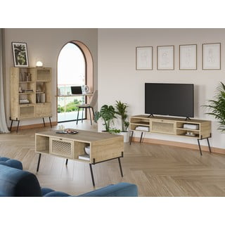 Libreria in rovere decorato in colore naturale 95x141 cm Evan - Marckeric