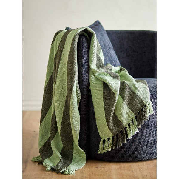 Coperta verde in cotone riciclato 130x160 cm Frello – Bloomingville-image-1