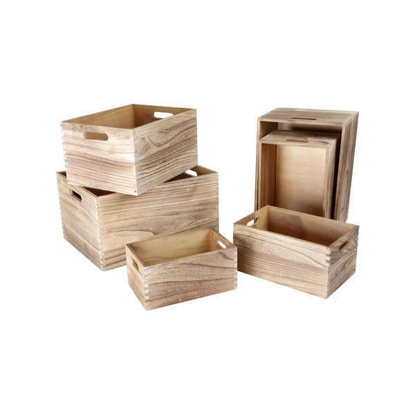 Set di 6 scatole di legno per l'archiviazione Legno - Legler