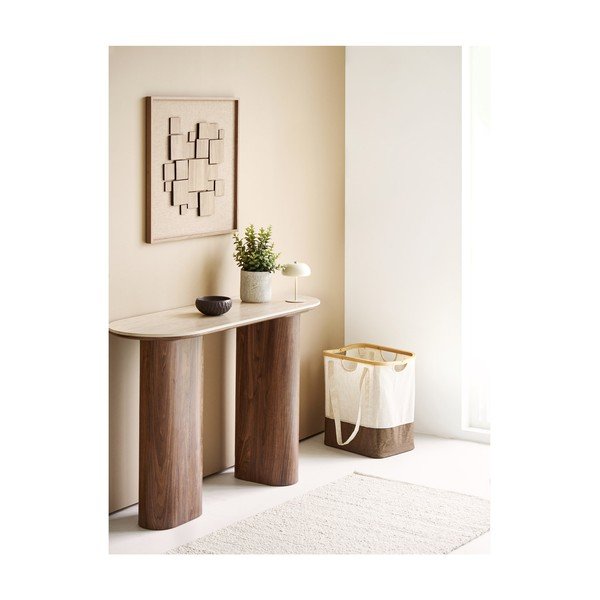 Cesta per il bucato marrone/color crema in tessuto Noto – House Nordic-image-2