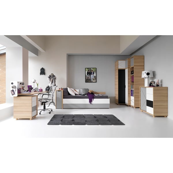 Armadio con anta grigia per letto singolo Evolve - Vox-image-2