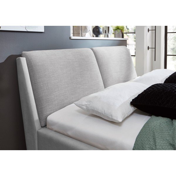 Letto matrimoniale imbottito grigio chiaro con contenitore con rete inclusa 160x200 cm Valetta – Meise Möbel-image-3