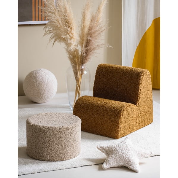 Pouf per bambini marrone chiaro con rivestimento in bouclé – Wigiwama-image-3