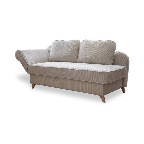 Chaise longue beige (con penisola a sinistra) con rivestimento in velluto a coste Chic Charlotte – Miuform